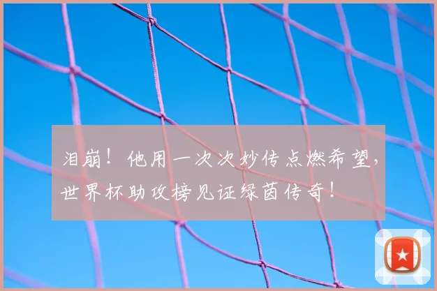 泪崩!他用一次次妙传点燃希望,世界杯助攻榜见证绿茵传奇!